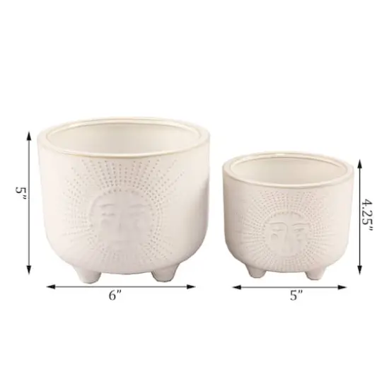 Flora Bunda&reg; Ivory Sunny Ceramic Footed Planter Set {4}