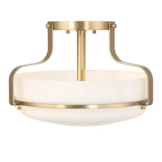 Hello Honey&reg; Chatsworth White & Gold Etched Opal Glass & Metal Semi-Flush Mount Ceiling Light {8}