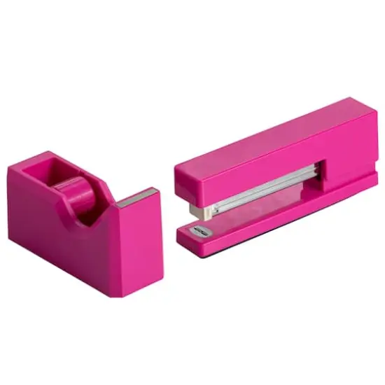 JAM Paper Stapler & Tape Dispenser Set Fuchsia {4}
