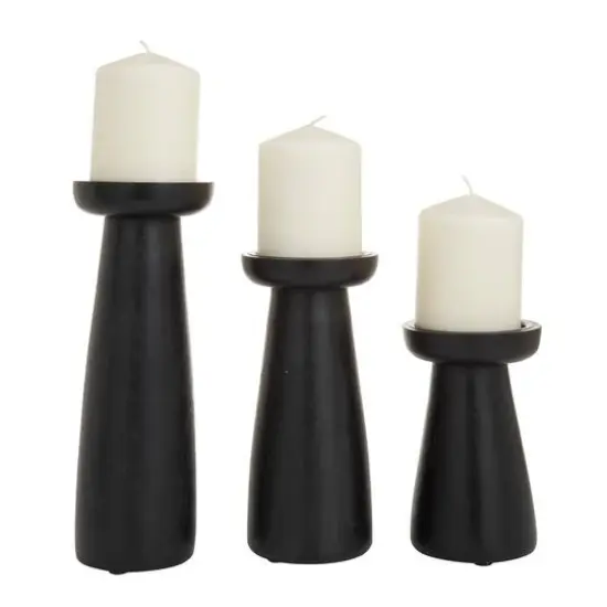 Black Wood Modern Candle holder 10",6",8" {1}