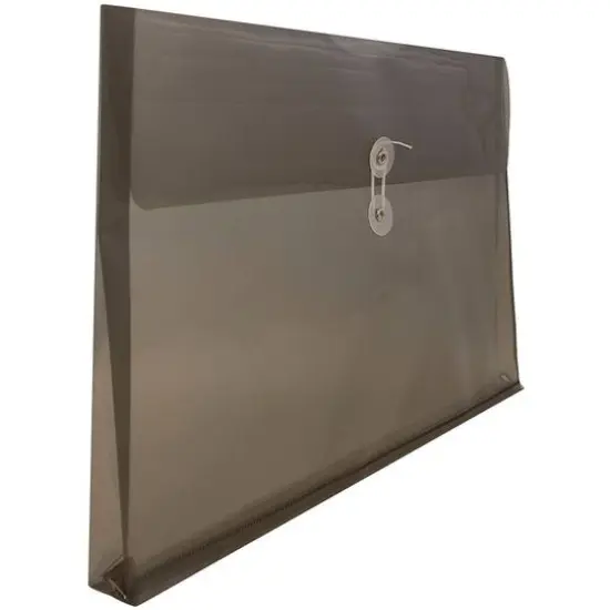 JAM Paper 9.75" x 14.5" Button & String Tie Closure Plastic Envelopes, 12ct. Smoke Gray {5}