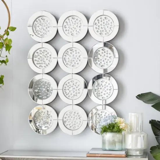 39" Silver Glam Wood Wall Mirror D&eacute;cor {8}