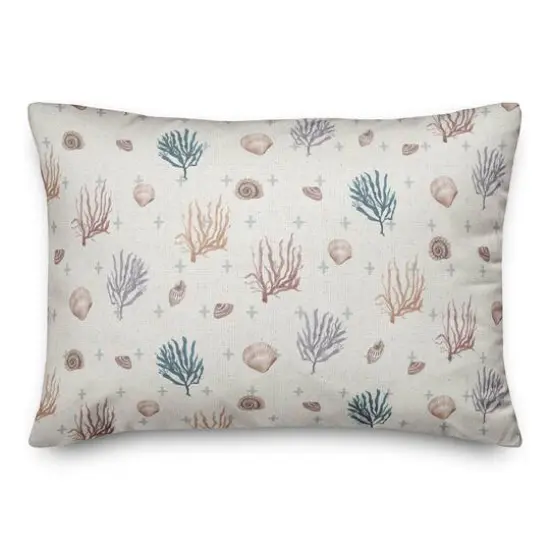 Multicolor Shell Plus Throw Pillow Coral and Blue on White {3}