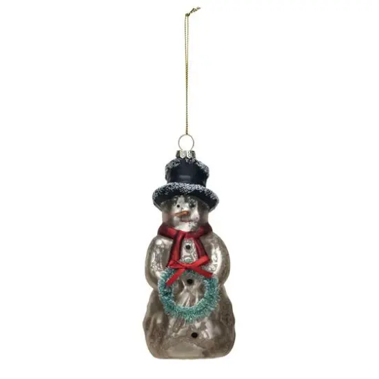 Hello Honey® 5.5" Mercury Glass Snowman with Wreath Ornament {1}