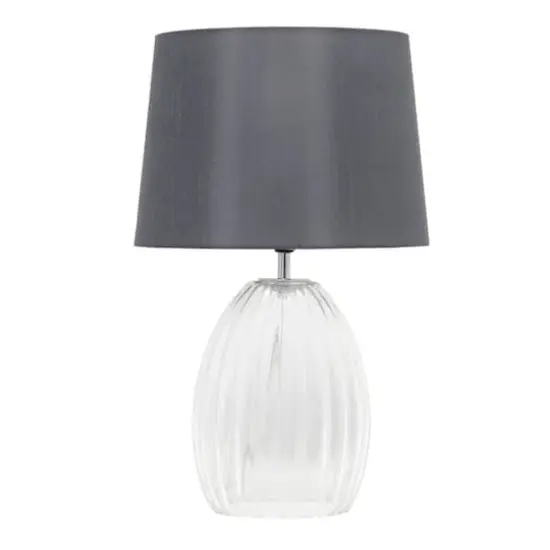 Lalia Home 18" Clear Fluted Glass Bedside Table Lamp with Gray Shade {1}