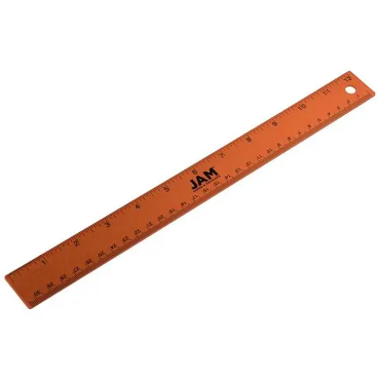 JAM Paper Metallic Stainless Steel Ruler Orange {1}