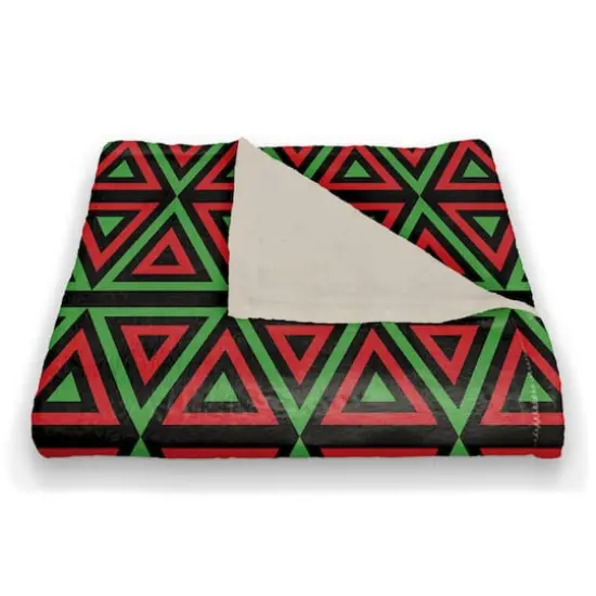 Kwanzaa Red & Green Triangles Coral Fleece Blanket {3}