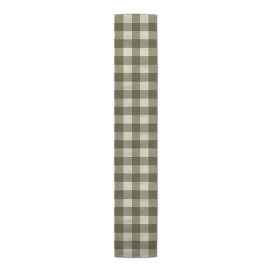 72" Green Buffalo Check Cotton Twill Runner {4}