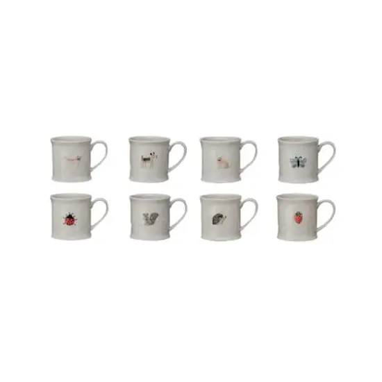 Hello Honey&reg; 3.25" Eclectic Fauna Stoneware Mug Set {1}