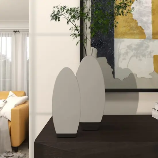 Silver Stainless Steel Vase with a Sleek Mirror Finish Set {7}