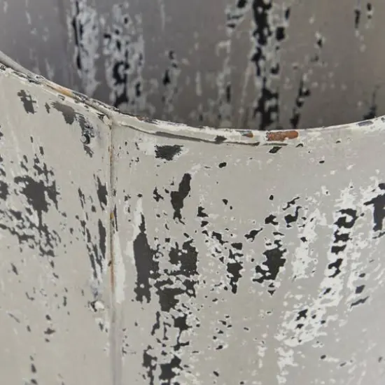 7" White Iron Vintage Planter {6}