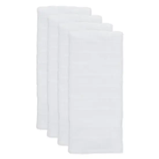 DII&reg; Solid Windowpane Terry Dishtowels, 4ct. White {5}