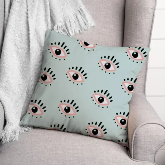 18" Looking Eyes Indoor/Outdoor Pillow Sky Blue {3}