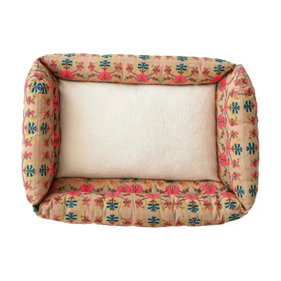Hello Honey® 39" Multicolor Floral Cotton & Sherpa Pet Bed {5}