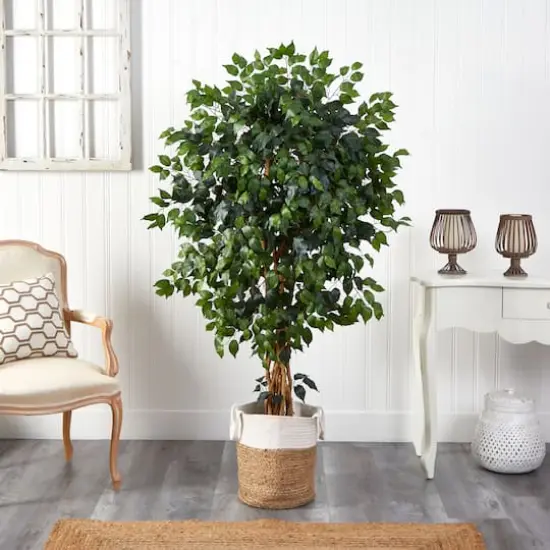 5.5ft. Palace Ficus Artificial Tree with in Handmade Natural Jute and Cotton Planter {4}