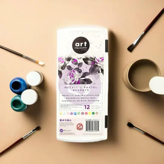 Prima&reg; Art Philosophy&reg; Metallic Pastel Accents Semi-Watercolor Paint Set, 12ct. {1}