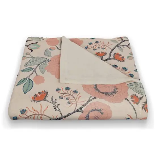 Pink Navy Floral 50" x 60" Coral Fleece Blanket {3}