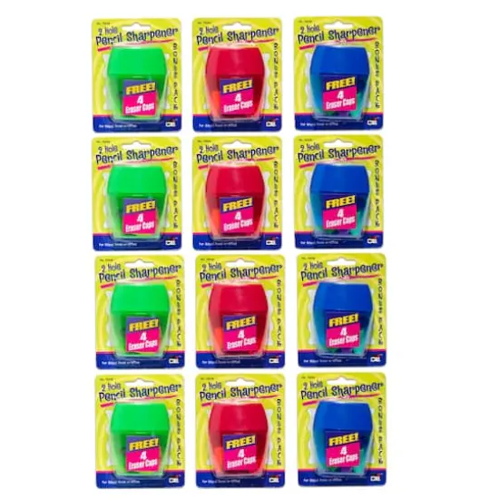Assorted Charles Leonard 3 Hole Pencil Sharpener, 2 Packs of 12 {1}
