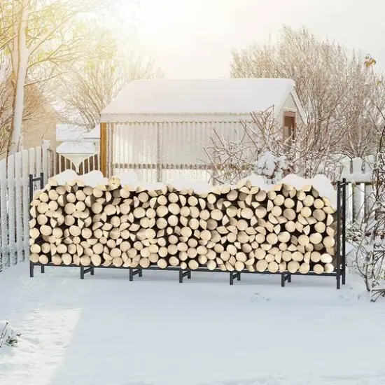 NEX&trade; 8ft. Metal Outdoor Firewood Rack {6}