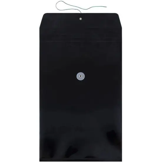 JAM Paper Legal Size Plastic Envelopes with Button & String Tie Closure, 12ct. Black {4}