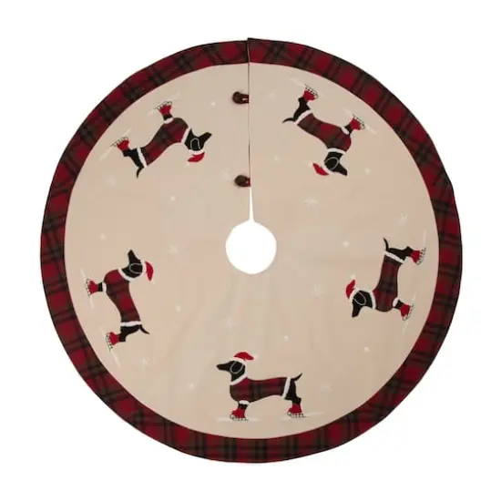 Glitzhome&reg; 48" Dachshund Fabric Christmas Tree Skirt {1}
