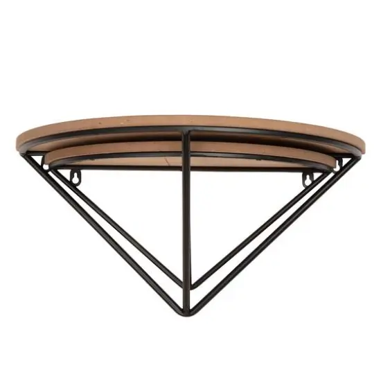 Glitzhome&reg; Farmhouse Metal & Wooden Triangle Floating Shelf Set {6}