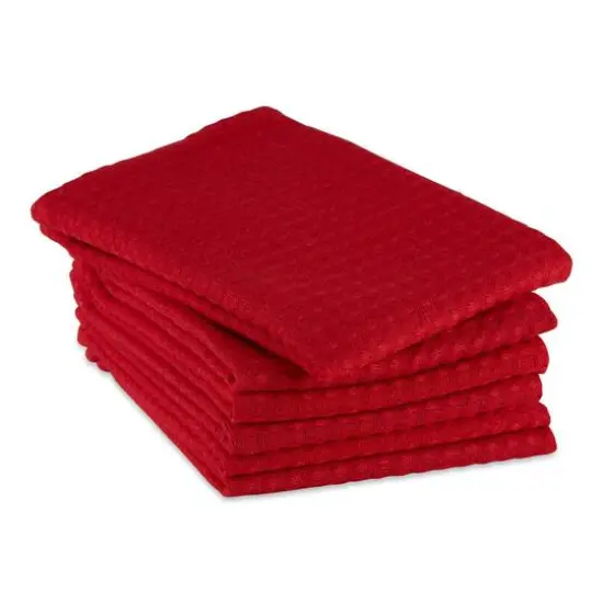 DII&reg; Red Recycled Cotton Waffle Dish Towels, 6ct. {5}