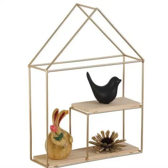 NEX 2-Tier Gold Metal Wall Mounted Floating Shelves Organizer Display {6}