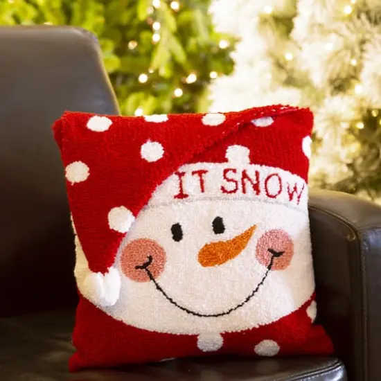 Glitzhome&reg; 14" Hooked 3D Snowman Pillow  {3}