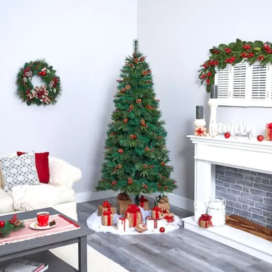 7ft. Pre-Lit Mixed Pine Artificial Christmas Tree, Clear LED Lights {6}