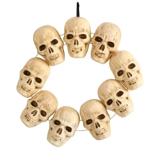 20" Halloween Skull Wreath with Lighted Eyes {1}