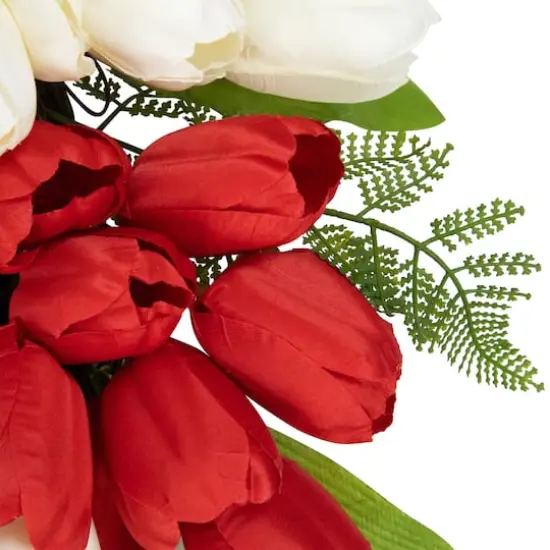 24" Red, White & Blue Patriotic Tulip Wreath with Bow {6}