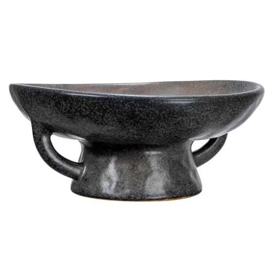 Hello Honey® 8" Black Reactive Glaze Stoneware Bowl with Handle & Base {1}
