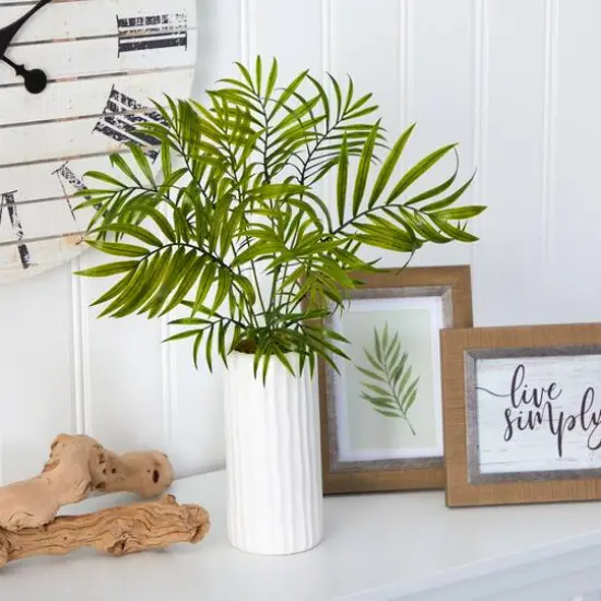 18" Mini Areca Palm Artificial Plant in White Planter {4}