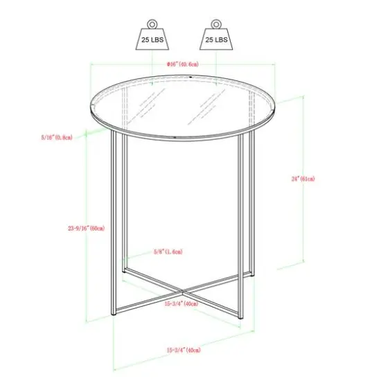 Walker Edison 16" Glam Round Side Table Gold {5}