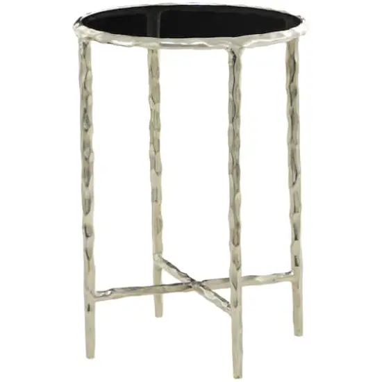 22" Aluminum Accent Table with Shaded Glass Top Silver {3}