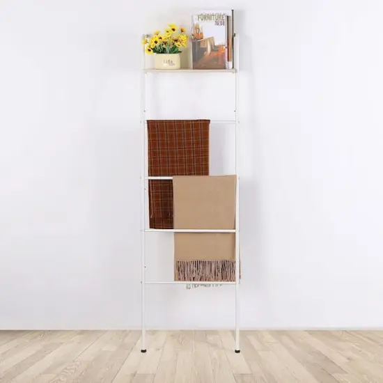 NEX&trade; 5-Tier White Ladder Towel & Blanket Holder Rack {5}