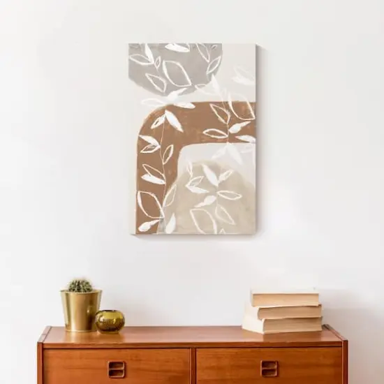 Abstract Neutral Flowers Canvas Wall Art {5}