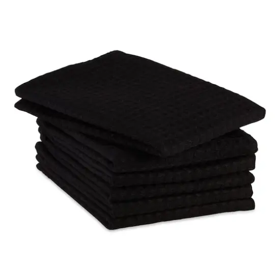 DII&reg; Black Recycled Cotton Waffle Dish Towels, 6ct. {5}