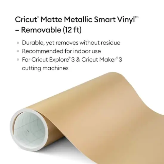 Cricut&reg; 12ft. Removable Matte Metallic Smart Vinyl&trade; Champagne {4}