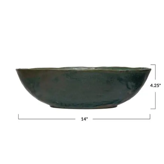 Hello Honey® Matte Green Reactive Glaze Stoneware Serving Bowl {1}