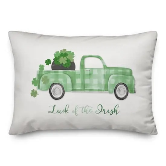 Plaid Green Truck Luck Pillow 14" x 20" Throw Pillow {1}
