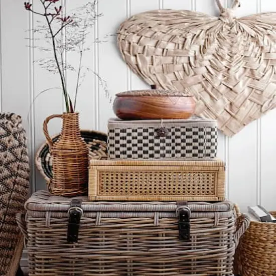 Hello Honey&reg; Cane & Rattan Display Box with Glass Lid Set {6}