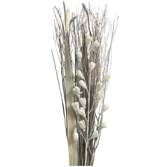 40" Gray Dried Plant Floral Bouquet Branch Natural Foliage with Grass Stems {4}