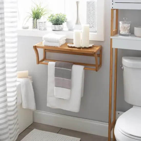 Organize It All Bamboo Wall Mounted Shelf with Towel Bar  {2}