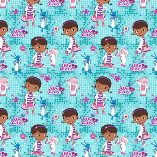Disney&reg; Doc McStuffins Light Teal We Care Cotton Fabric {1}