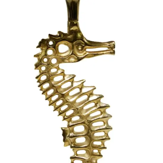 28" Gold Aluminum Coastal Accent Table {5}