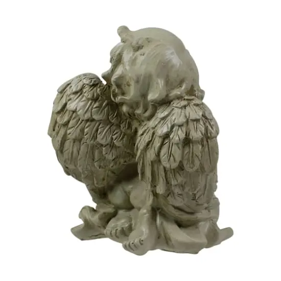 6" Weathered Praying Cherub Outdoor Garden Statue {4}