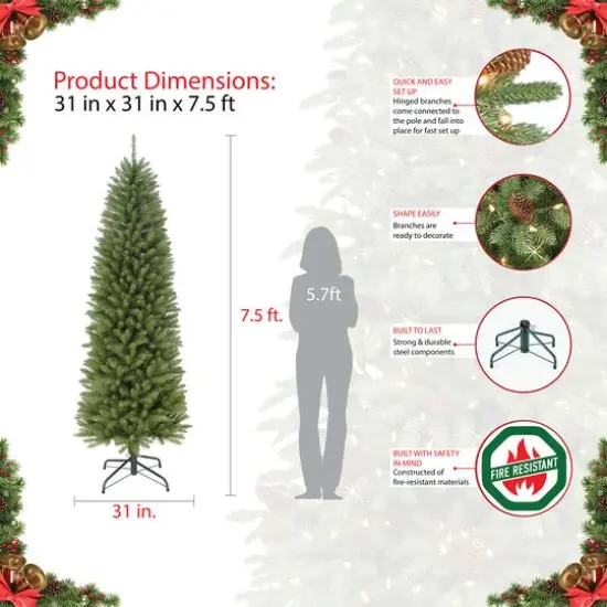 7.5ft. Unlit Pencil Fraser Fir Artificial Christmas Tree {6}