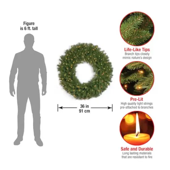 36" Norwood Fir Wreath with 100ct. Clear Lights {5}